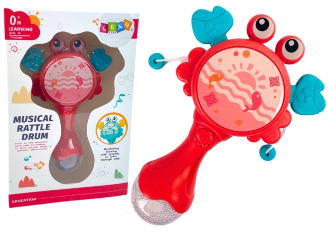 Dziecięce grzechotka krab Drum Lights Melodies Czerwony