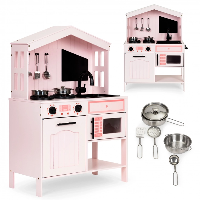 Drewniana kuchnia dla dzieci, piekarnik, mikrofalówki, akcesoria ECOTOYS