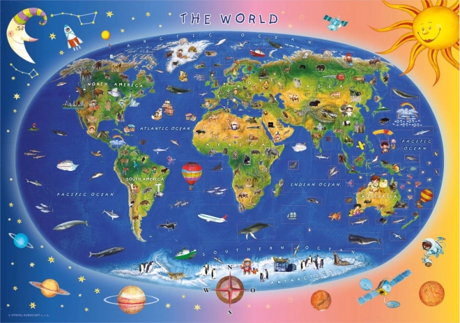 Dino dziecięca mapa puzzle 300 XL elementów
