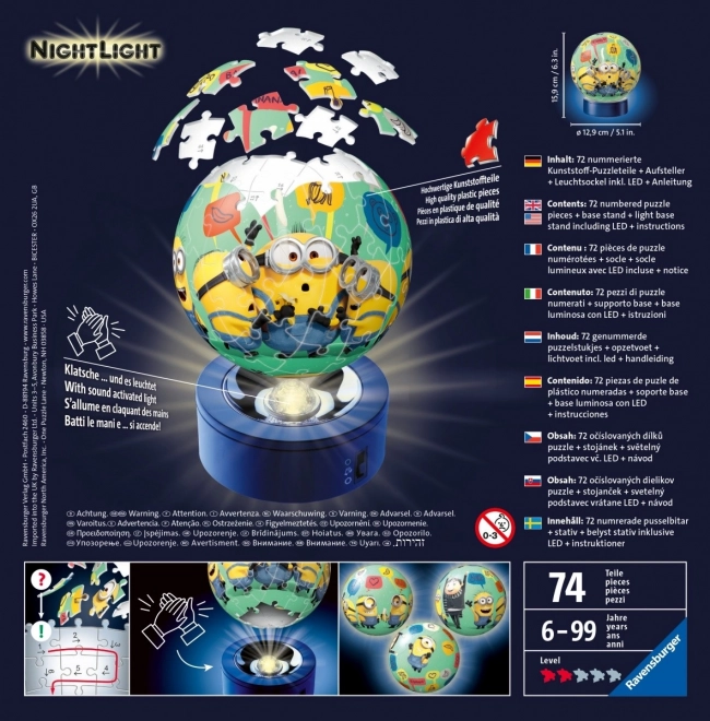 świecąca piłka Minionki 3D puzzle