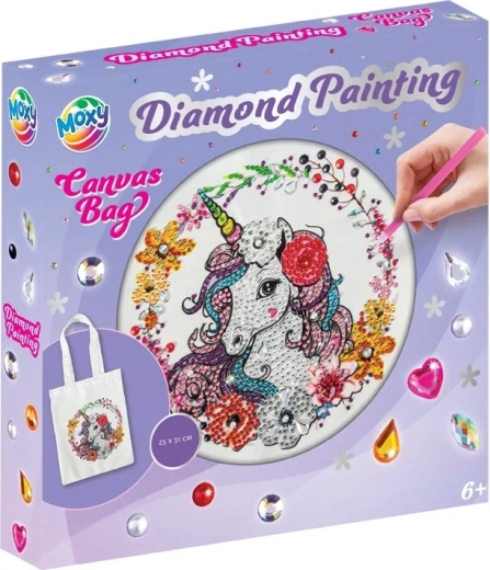 Malowanie diamentowe – torba płócienna Jednorożec 25 × 31 cm