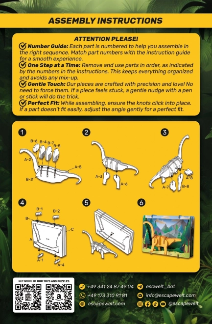 EscapeWelt 3D drewniane puzzle Brontosaurus