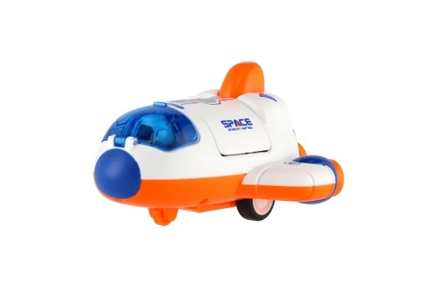 Raketoplan/raketa plastikowa 10x11cm z kosmonautą na napędzany stacjonarnie 2 kolory 12 sztuk w pudełku