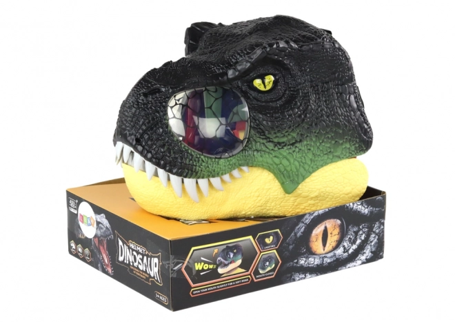 Maska dinozaura z regulowanym paskiem i efektami świetlnymi oraz dźwiękowymi