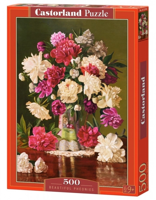 Puzzle 500 elementów Piękne piwonie w wazonie