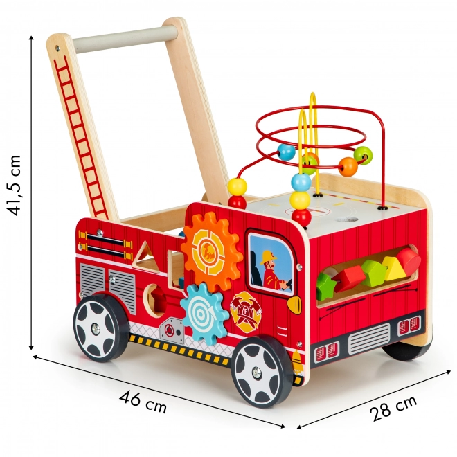 Drewniany edukacyjny chodzik z klockami - Samochód strażacki ECOTOYS