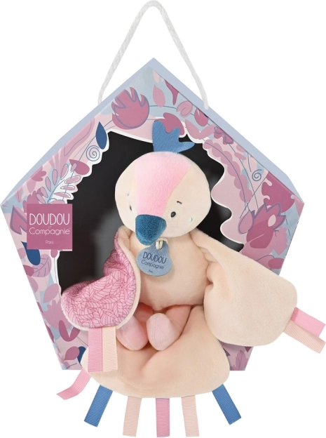 Zestaw prezentowy Doudou - muzyczna pluszowa zabawka ptaszek różowy 23 cm