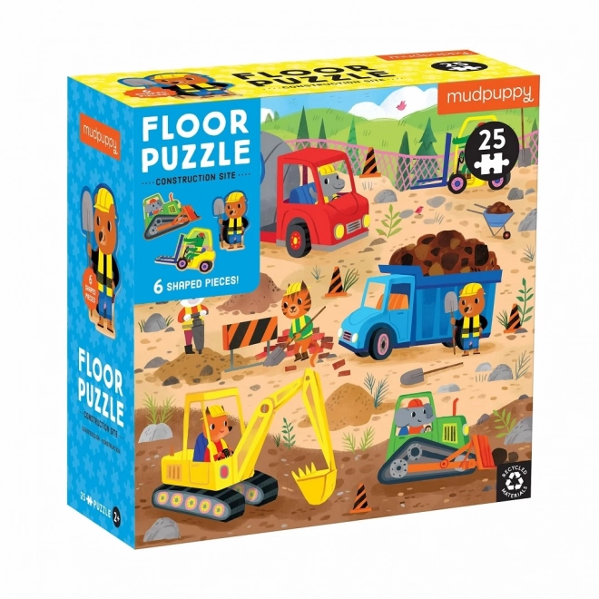Mudpuppy Podłogowe puzzle auta na budowie 25 elementów