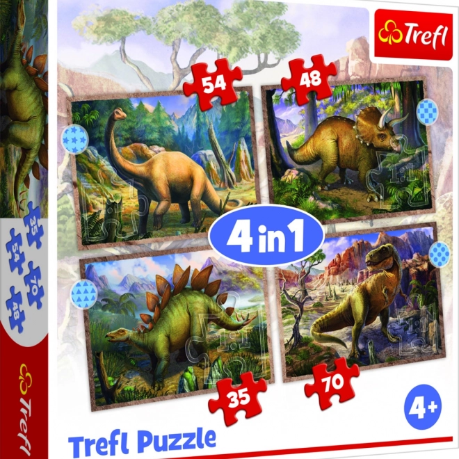 Puzzle 4w1 Ciekawi dinozaury