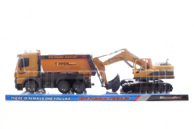 Wywrotka na mechanizm kołowy z koparką dla dzieci