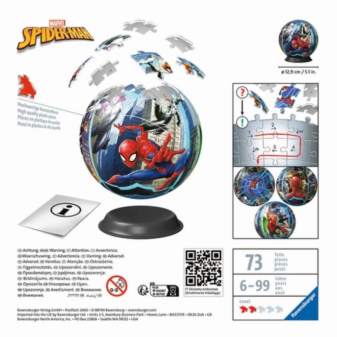 Piłka-Puzzla Spiderman 72 kawałki