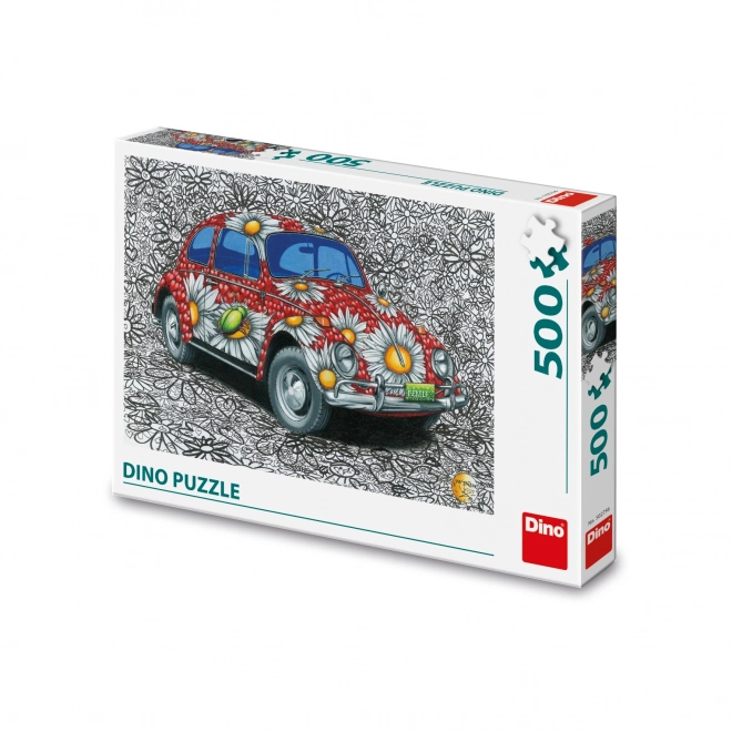 Malowane puzzle samochód z motywem kwiatowym 500 elementów