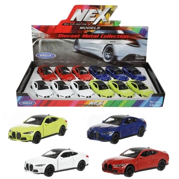 Auto Welly BMW M4 metalowy/plastikowy 12cm 4 kolory na napęd wsteczny
