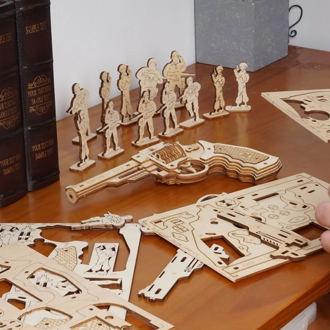 RoboTime 3D drewniane mechaniczne puzzle Rewolwer Corsac