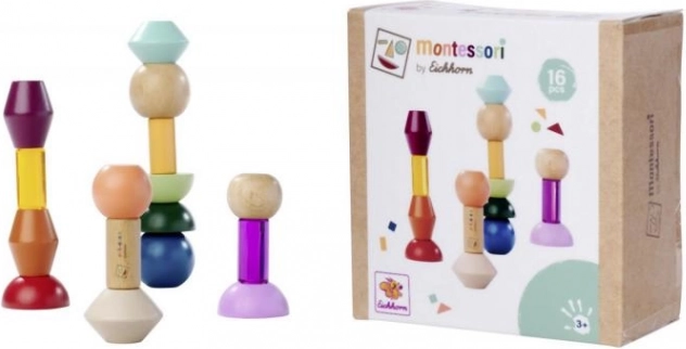 Montessori klocki do układania – drewniana geometryczna układanka