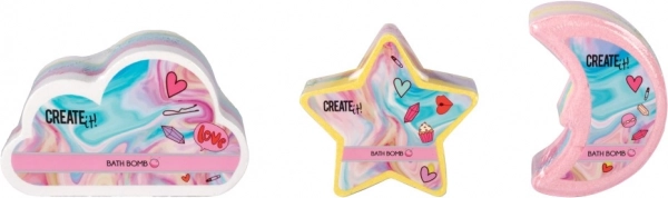 Musujące kule do kąpieli w kształcie księżyca, chmury i gwiazdy CREATE IT!