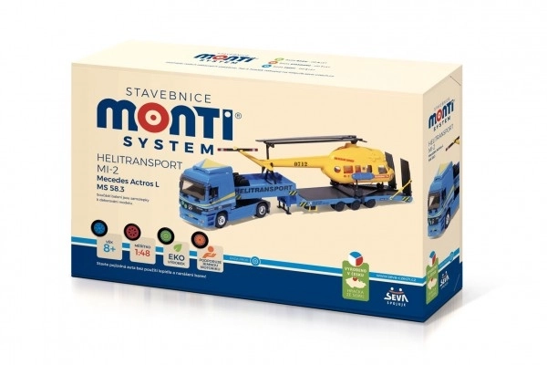 Zestaw Monti System MS 58.3 Helitransport MI-2 Mercedes Actros L 1:48 w pudełku 31,5x21x8cm