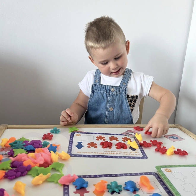 Woopie edukacyjny zestaw Montessori do nauki liczenia i sortowania kolorów Świat Morski 111 szt.