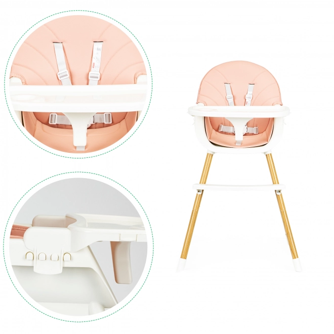 Ecotoys Krzesełko do karmienia 2w1 Różowe
