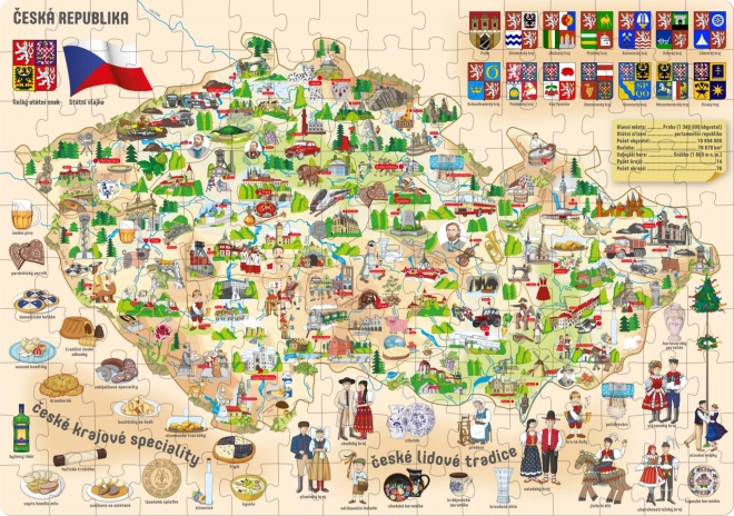 Popularne puzzle mapa Republiki Czeskiej 160 elementów