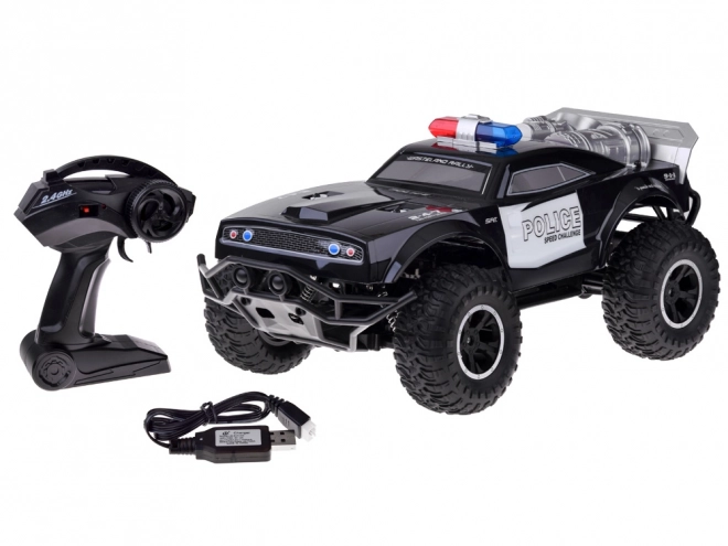 Du7cy zdalnie sterowany monster truck POLICE owietlenie na zdalne sterowanie RC0626