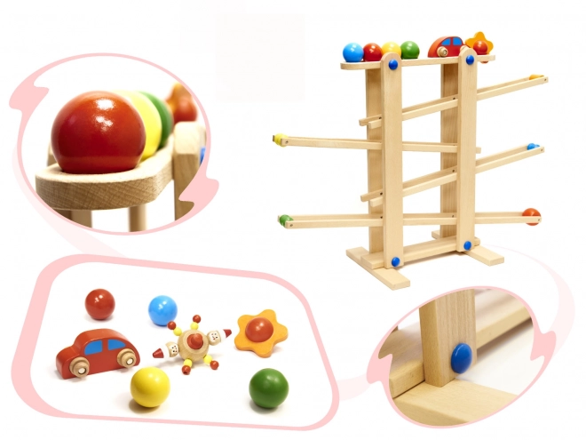 Drewniany tor kulkowy Montessori XXL