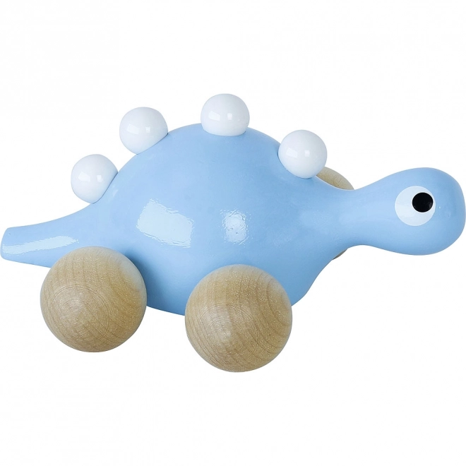 Drewniany dinozaur na kółkach Niebieski