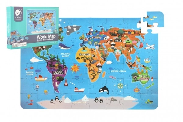 Puzzle Mapa Świata - 48 elementów