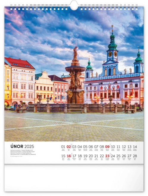 NOTIQUE Kalendarz ścienny Republika Czeska 2025, 30 x 34 cm