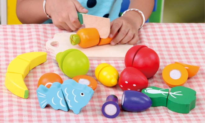 Drewniane owoce warzywa żywność do krojenia 13 sztuk Ecotoys