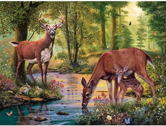 Malowanie diamentowe Jeleń przy potoku 30 × 40 cm