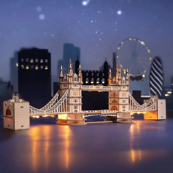 RoboTime drewniane 3D puzzle most Tower Bridge świecący