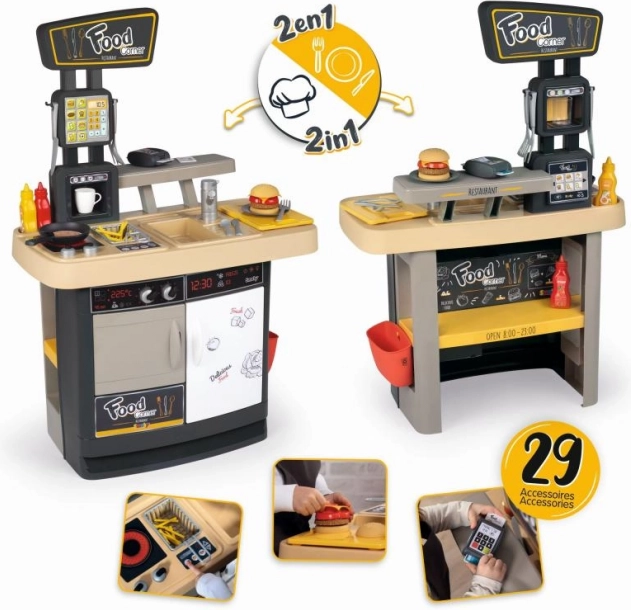 Smoby Food Corner 2w1 bar i kuchnia dla dzieci z akcesoriami
