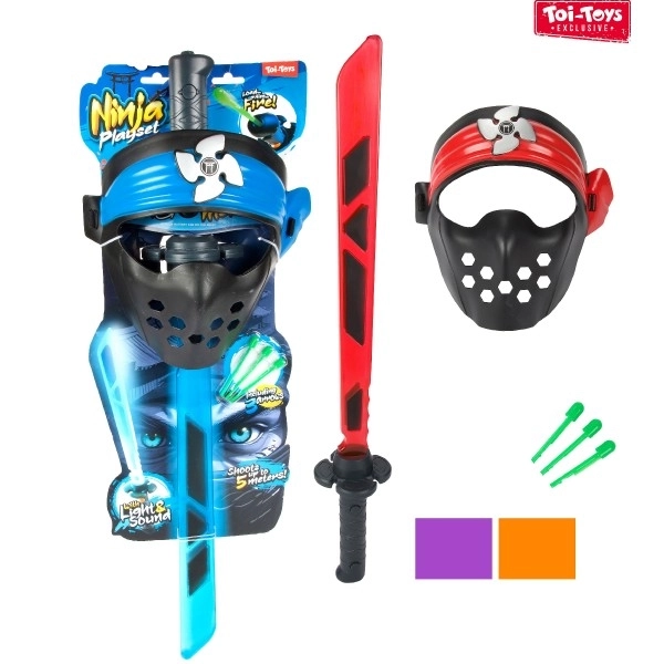 Zestaw ninja miecz + maska + strzałki z dźwiękiem i światłem
