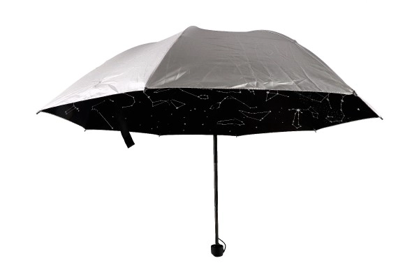 Parasol gwiaździste niebo składany 25cm tkanina/metal dla dorosłych srebrny w etui