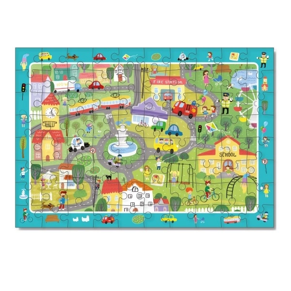 Puzzle z wyszukiwaniem obrazków życie w mieście 80 elementów