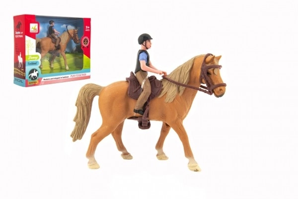 Koń + dżokej plastikowy 15cm w pudełku 20x16x5,5cm