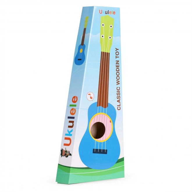 Dziecięca drewniana gitara, metalowe struny, różowa ECOTOYS