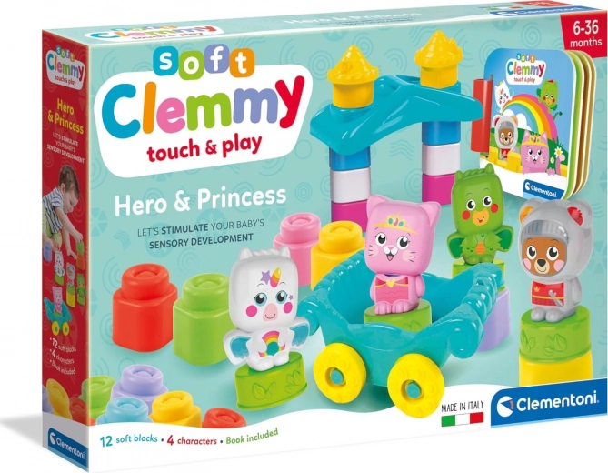 Clementoni Soft Clemmy duży zestaw do zabawy z książeczką – rycerz i księżniczka