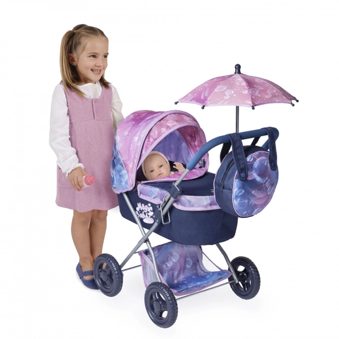 DeCuevas 85076 Składany wózek dla lalek z parasolem i torbą Magic Bubble 2024 - 60 cm