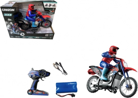 Kaskaderski motocykl RC 1:10 czerwony z efektami dymu i światła