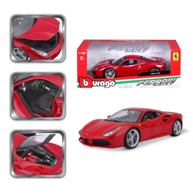 Metalowy samochód Ferrari 488 GTB czerwony