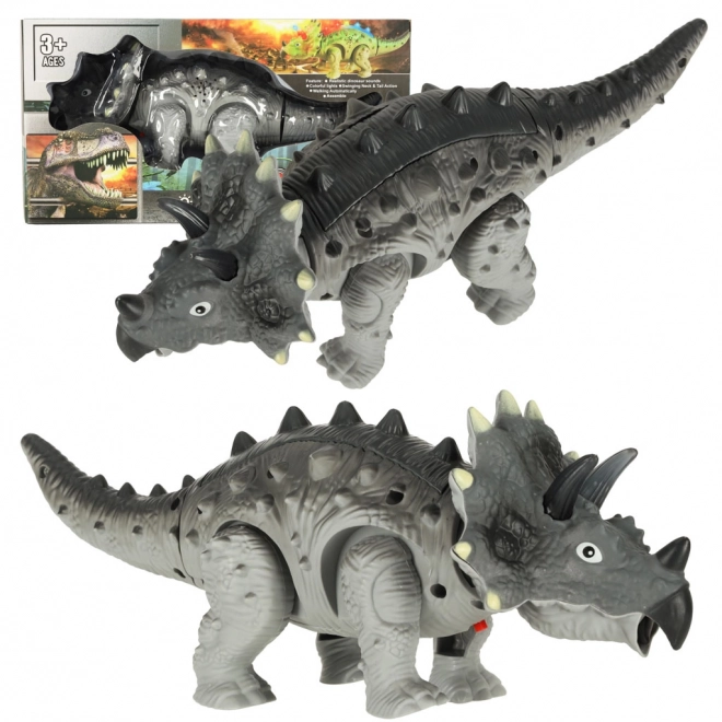 Dinozaur Triceratops na baterie Interaktywna zabawka chodzi, świeci, ryczy