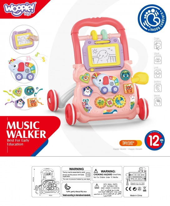 Interaktywne chodzik Woopie Baby z muzyką i tablicą do rysowania