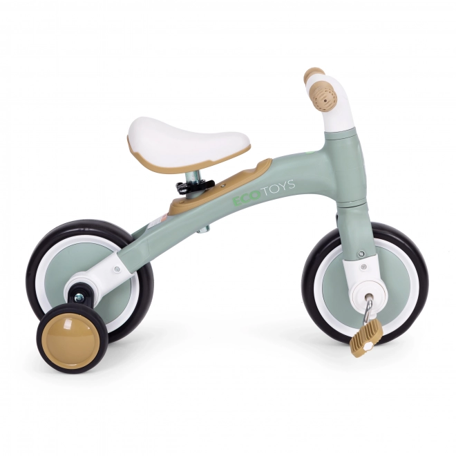 Rowerek balansowy z pedałami - treningowe boczne kółka 3w1 ECOTOYS – Zielone