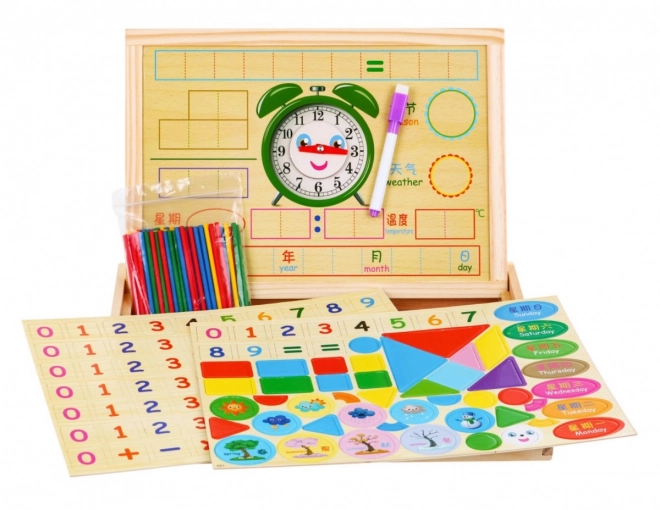 Drewniana magnetyczna tablica dla dzieci 3+ Zestaw edukacyjny + akcesoria