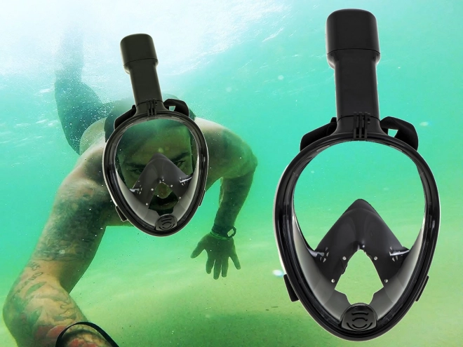 Składana maska pełnotwarzowa ze snorkelem L/XL czarna