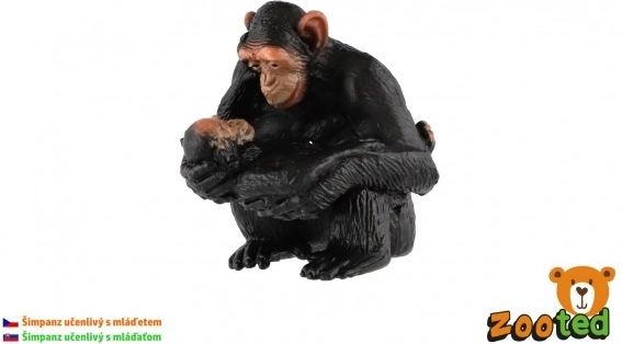 Figurka samicy szympansa z młodym – realistyczny plastikowy model 5 cm