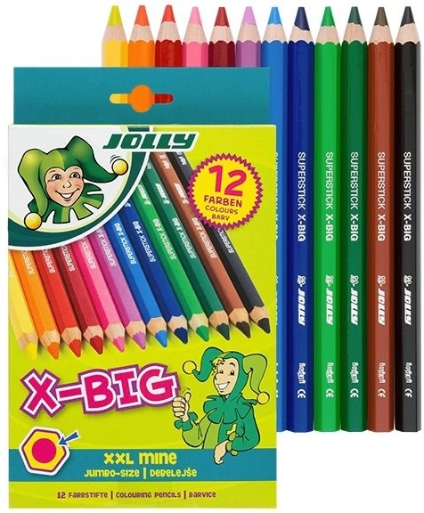 Duże kredki woskowe X-Big Jolly 12 kolorów