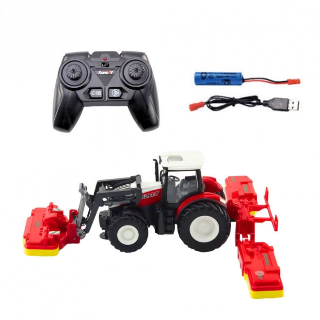 Zdalnie sterowany traktor z kosiarkami do trawy